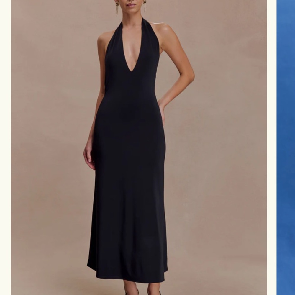 Meshki Black Halter Maxi Dress